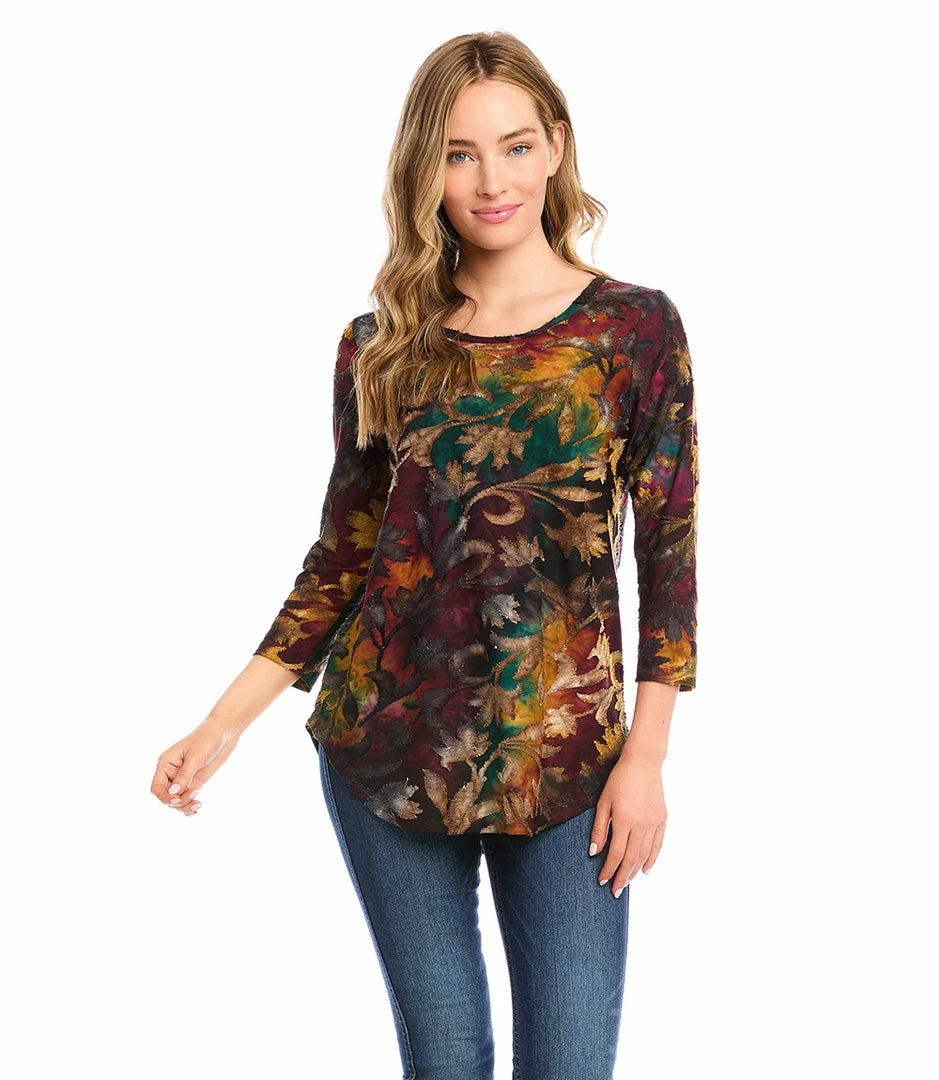 Karen Kane Tie-Dye Burnout Shirttail Top