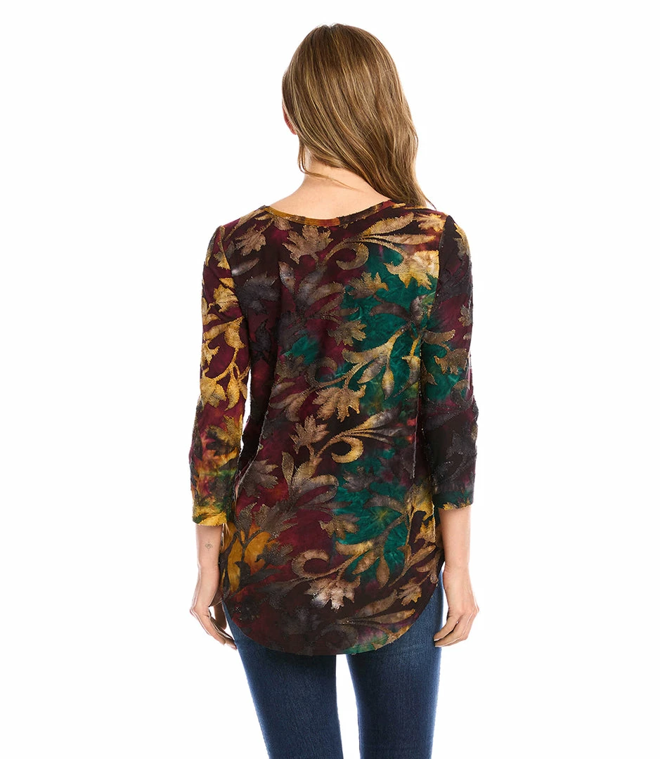 Karen Kane Tie-Dye Burnout Shirttail Top