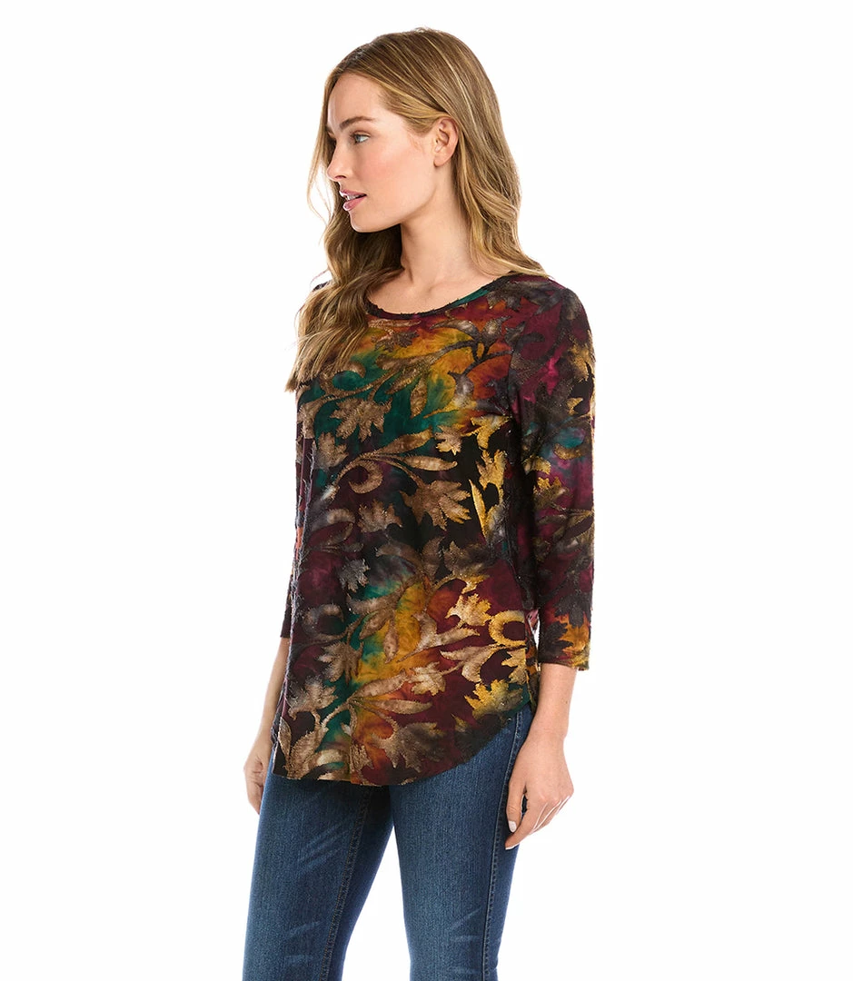 Karen Kane Tie-Dye Burnout Shirttail Top