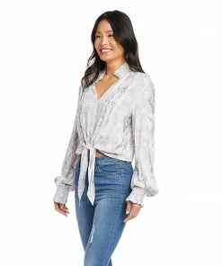 Karen Kane Smocked Tie-Front Top Clothing