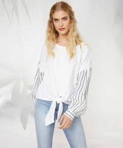 Karen Kane Clothing Contrast Tie-Front Top