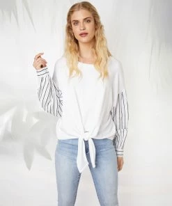 Karen Kane Clothing Contrast Tie-Front Top