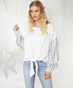 Karen Kane Clothing Contrast Tie-Front Top