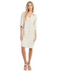 Karen Kane Petite Size Linen Shirtdress