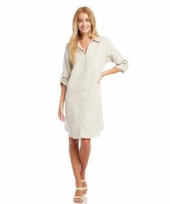 Karen Kane Petite Size Linen Shirtdress