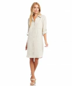 Karen Kane Petite Size Linen Shirtdress