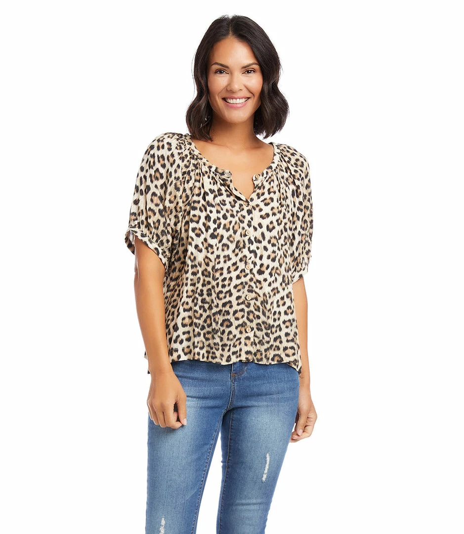 Karen Kane Petite Size Short Sleeve Peasant Top Clothing