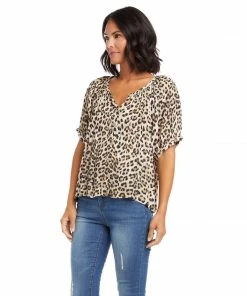 Karen Kane Petite Size Short Sleeve Peasant Top Clothing