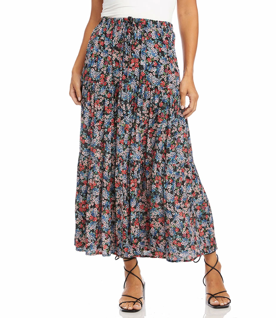 Karen Kane Petite Size Tiered Midi Skirt