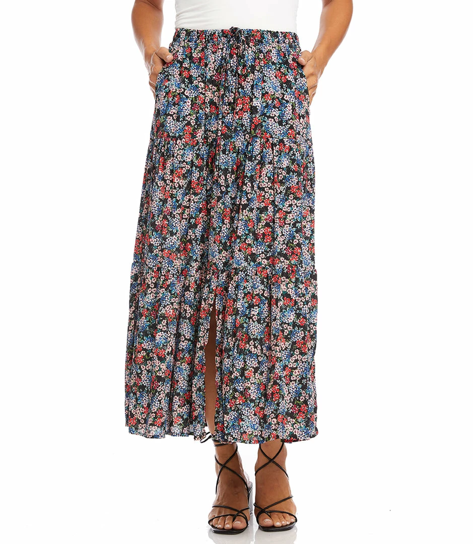 Karen Kane Petite Size Tiered Midi Skirt