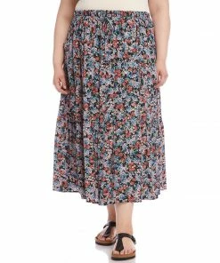 Karen Kane Plus Size Tiered Midi Skirt