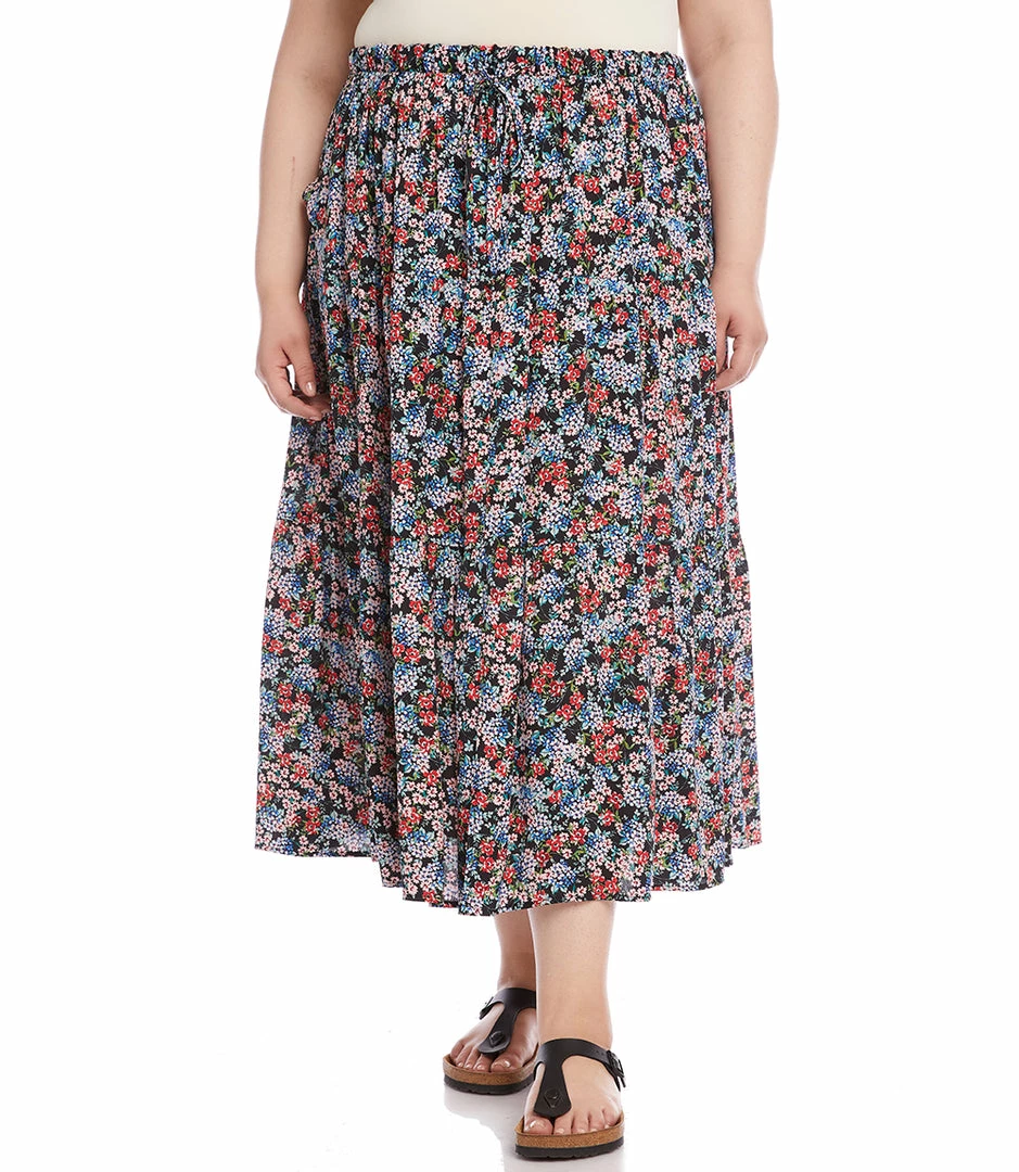 Karen Kane Plus Size Tiered Midi Skirt