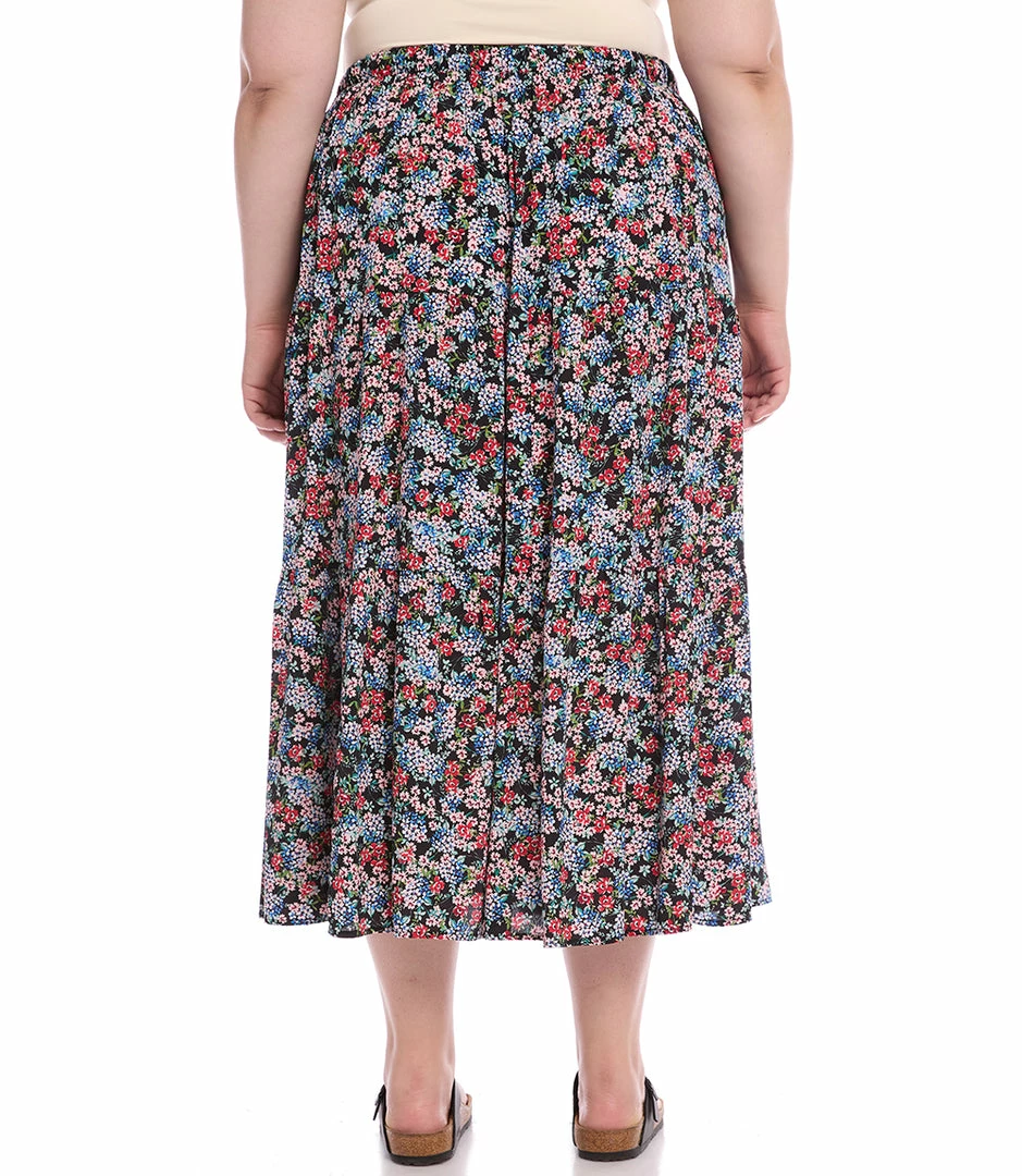 Karen Kane Plus Size Tiered Midi Skirt