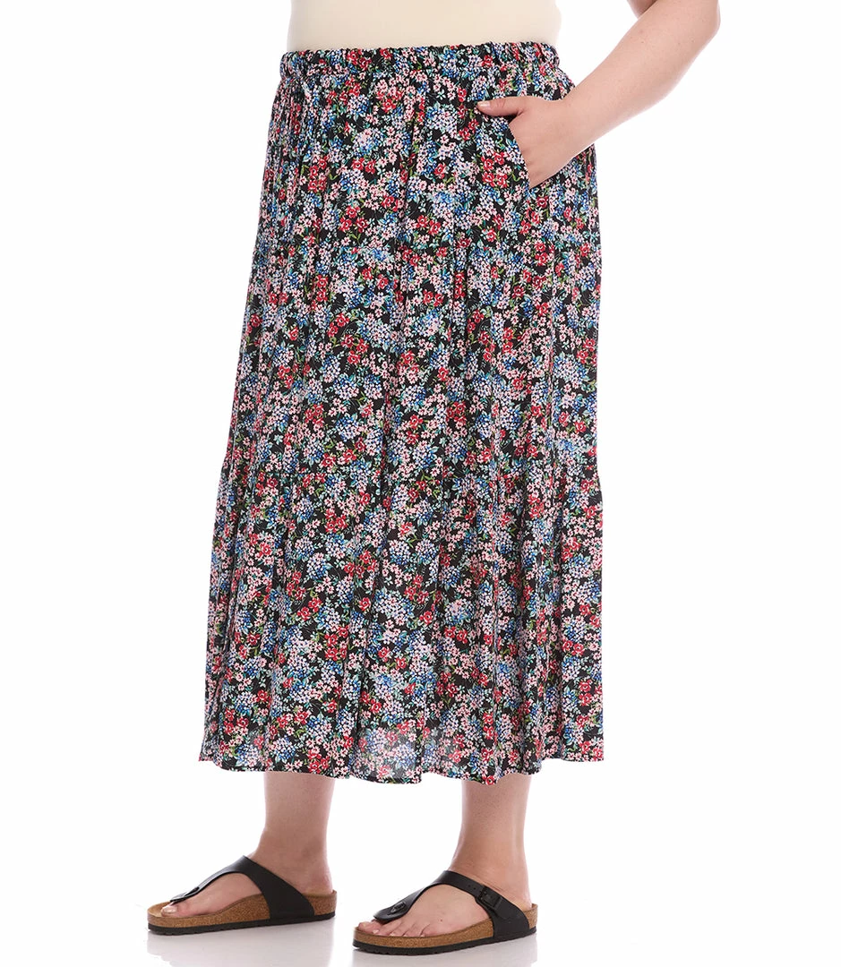 Karen Kane Plus Size Tiered Midi Skirt