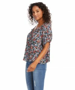 Karen Kane Petite Size Short Sleeve Peasant Top Petites