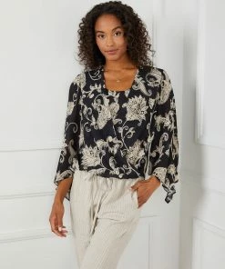 Karen Kane Angle Sleeve Crossover Top Clothing