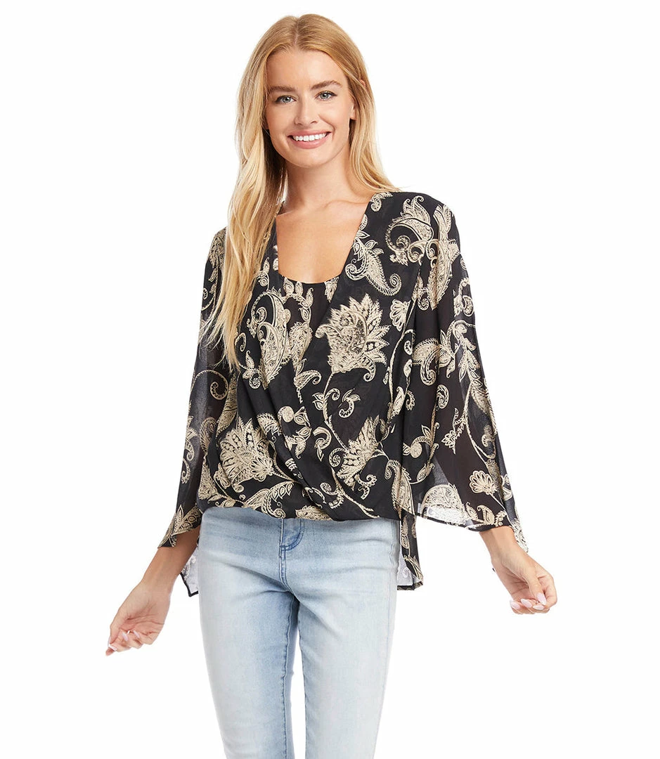 Karen Kane Angle Sleeve Crossover Top Clothing