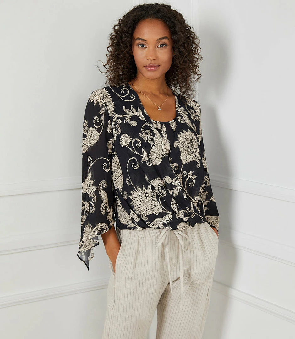 Karen Kane Angle Sleeve Crossover Top Clothing