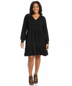 Karen Kane Dresses Plus Size Long Sleeve Tiered Dress