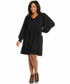 Karen Kane Dresses Plus Size Long Sleeve Tiered Dress