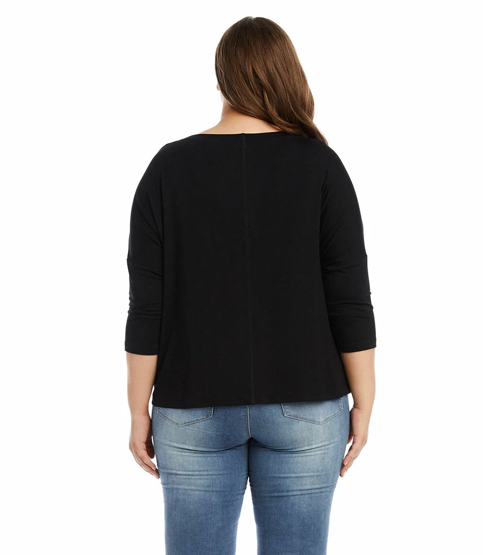 Karen Kane Plus Size 3/4 Sleeve Boatneck Top