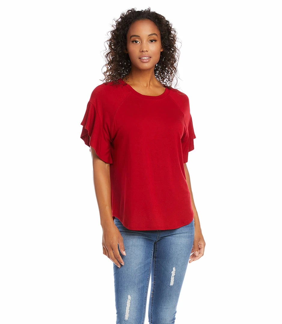 Karen Kane Ruffle Sleeve Top