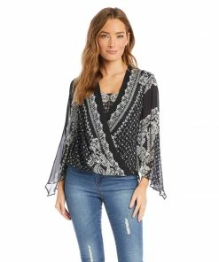 Karen Kane Angle Sleeve Crossover Top Clothing