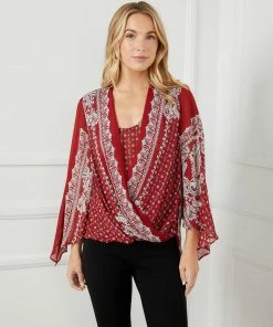 Karen Kane Angle Sleeve Crossover Top Clothing