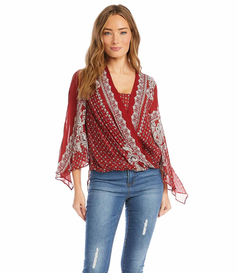 Karen Kane Angle Sleeve Crossover Top Clothing