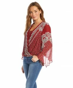 Karen Kane Angle Sleeve Crossover Top Clothing