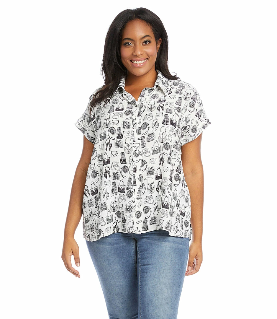 Karen Kane Plus Size Extended Sleeve Button-Up