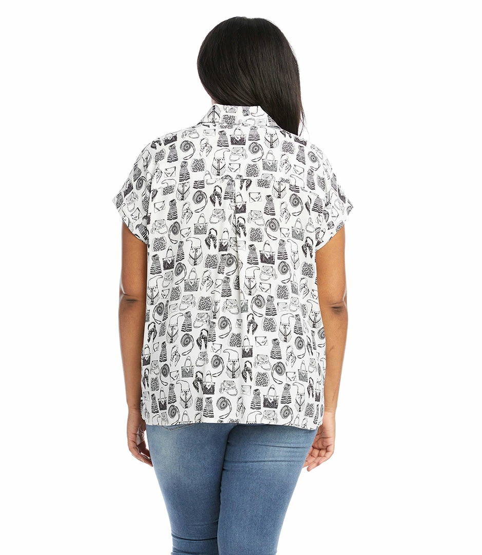 Karen Kane Plus Size Extended Sleeve Button-Up