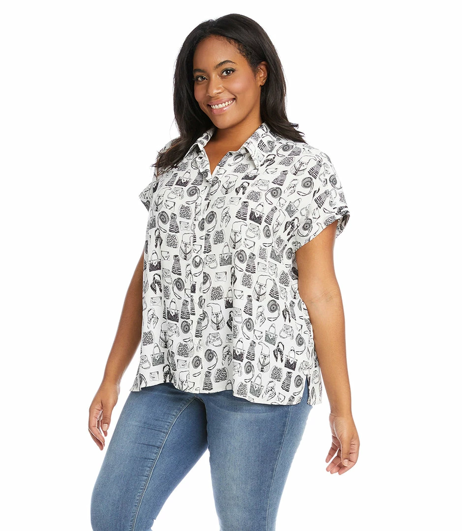Karen Kane Plus Size Extended Sleeve Button-Up