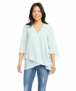 Karen Kane Bracelet Sleeve Asymmetric Top Clothing