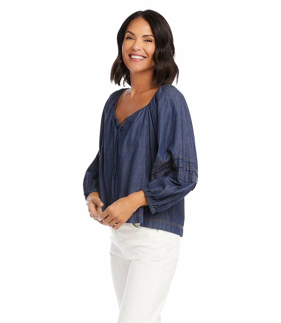 Karen Kane Contrast Stitch Peasant Top