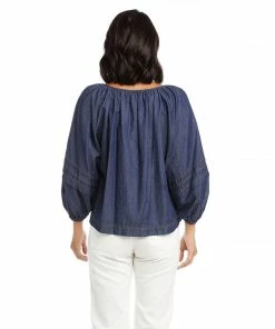Karen Kane Contrast Stitch Peasant Top