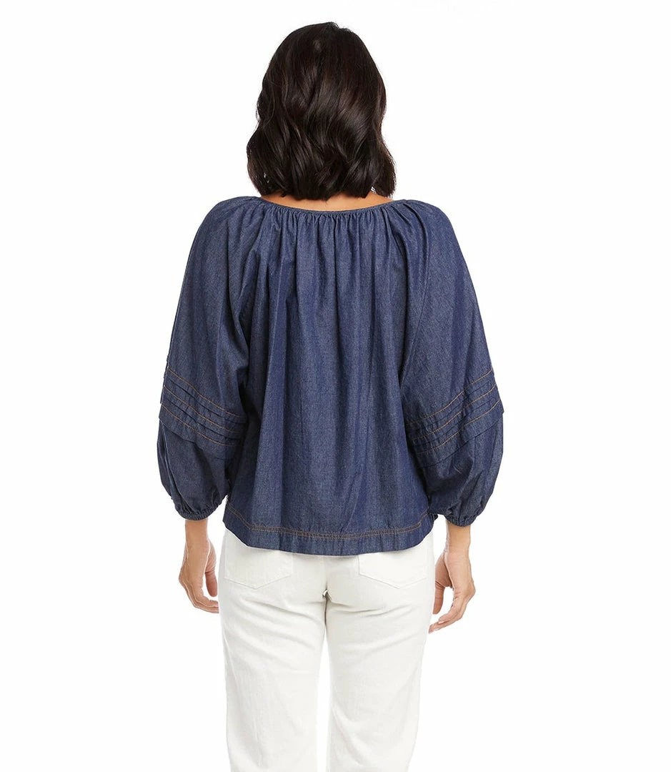 Karen Kane Contrast Stitch Peasant Top