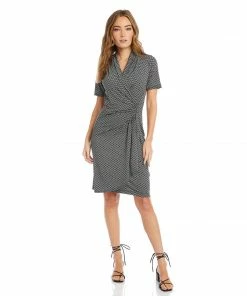 Karen Kane Short Sleeve Cascade Wrap Dress