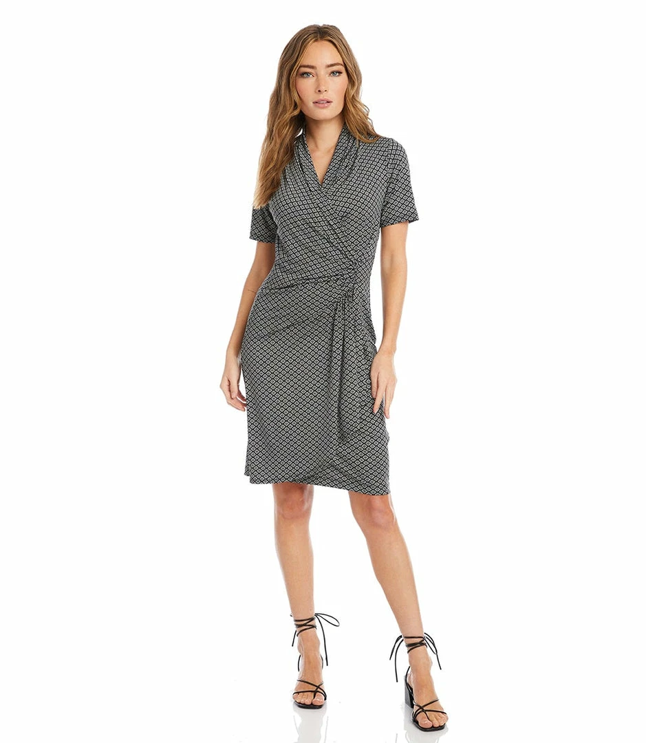 Karen Kane Short Sleeve Cascade Wrap Dress