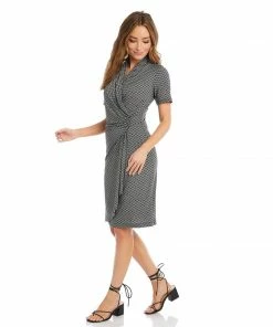 Karen Kane Short Sleeve Cascade Wrap Dress