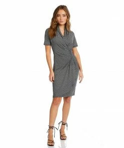 Karen Kane Short Sleeve Cascade Wrap Dress