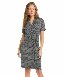 Karen Kane Short Sleeve Cascade Wrap Dress