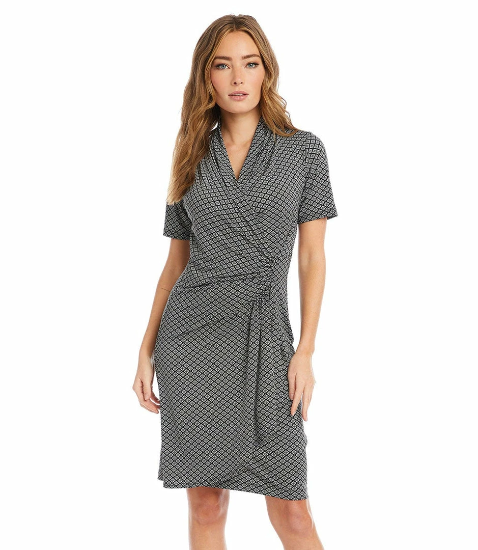 Karen Kane Short Sleeve Cascade Wrap Dress