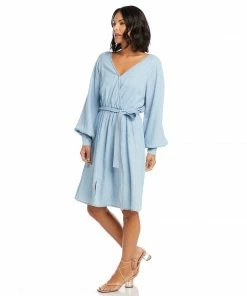 Karen Kane Long Sleeve Chambray Dress Clothing