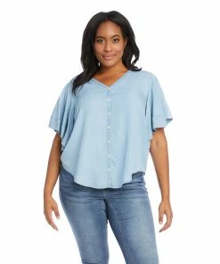 Karen Kane Plus Size Flutter Sleeve Top