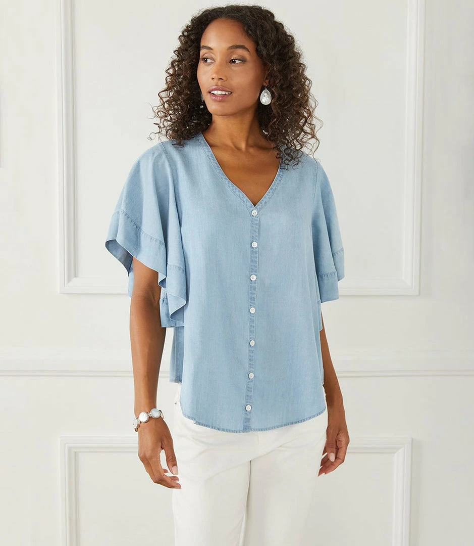 Karen Kane Flutter Sleeve Top Clothing