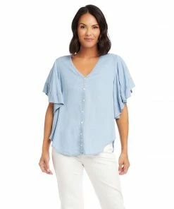 Karen Kane Flutter Sleeve Top Clothing