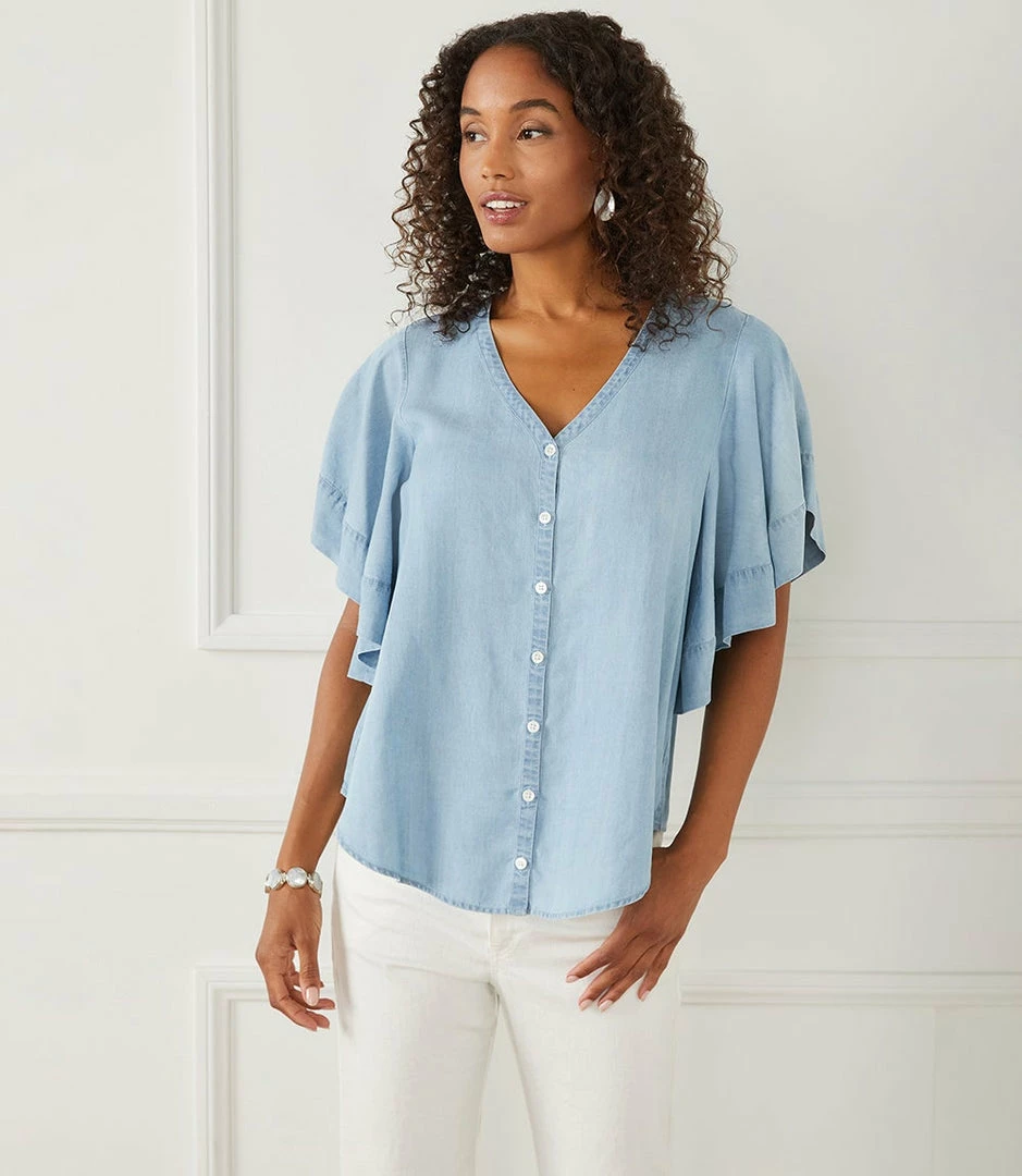 Karen Kane Flutter Sleeve Top Clothing