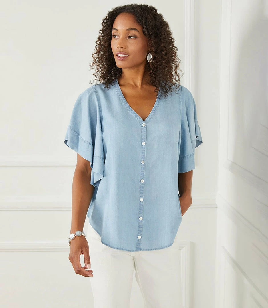 Karen Kane Flutter Sleeve Top Clothing