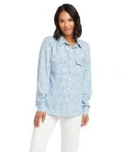 Karen Kane Clothing Print Chambray Shirt